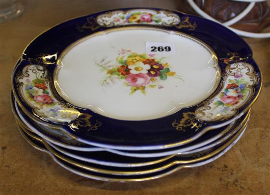 Set 5 English floral plates